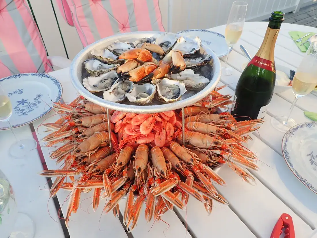 A platter of cooked North Atlantic shellfish